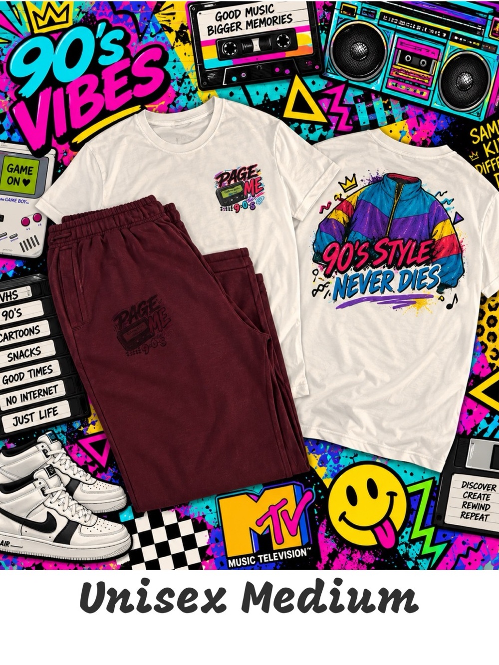 PAGE ME men’s 90s themed outfit